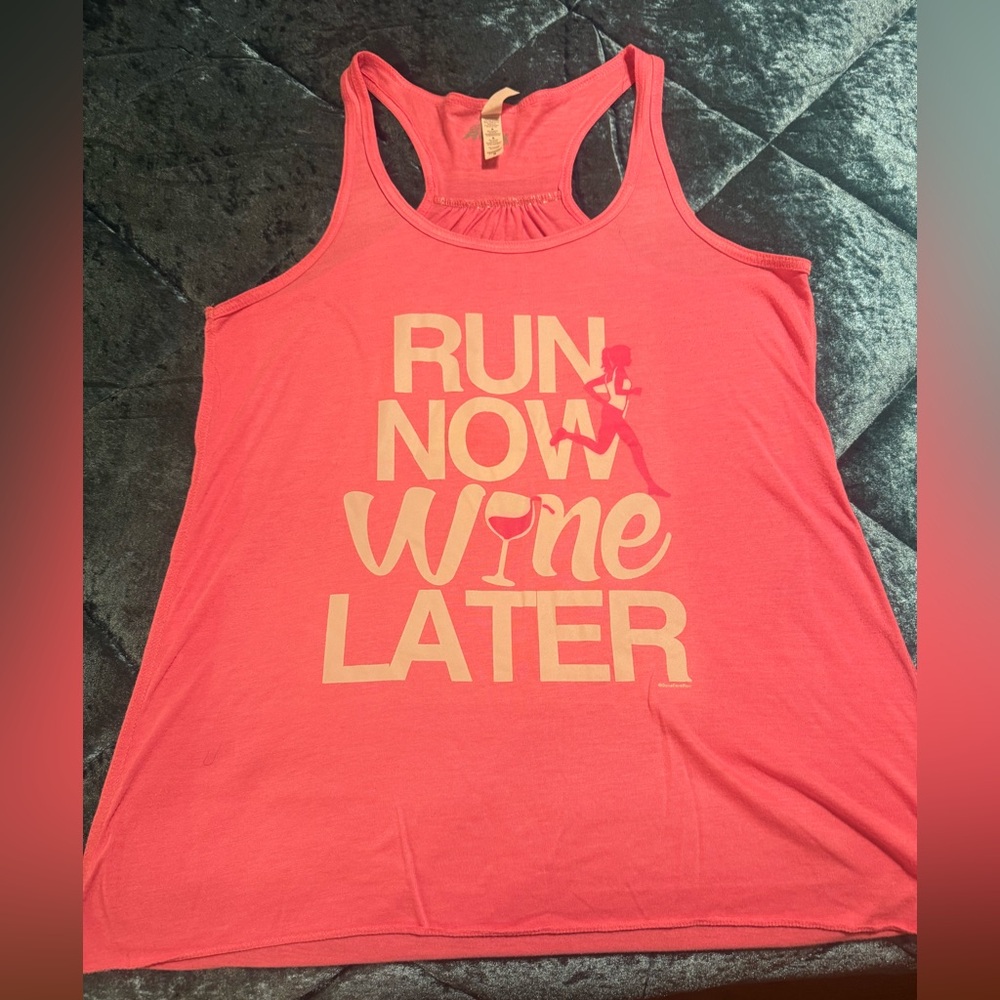 Bella Pink “Run Now Wine Later” Run Tank Top